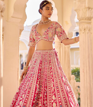 Cut Ruby Bridal Lehenga Set