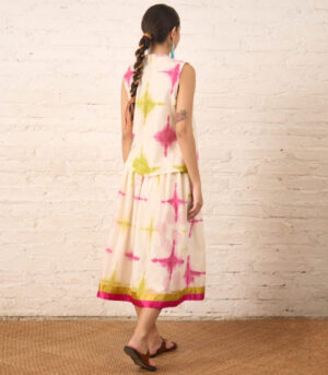 Clamping Silk Chanderi Printed Skirt Top