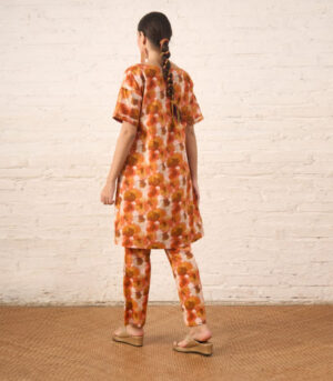 Rust Printed Co‑ord Set with Jacket