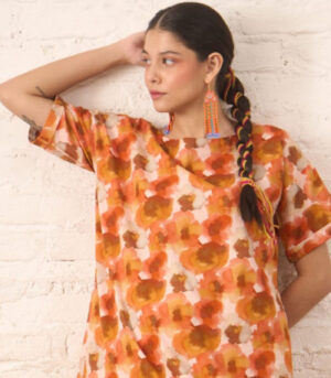 Rust Printed Co‑ord Set with Jacket