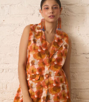 Rust Printed Co‑ord Set with Jacket