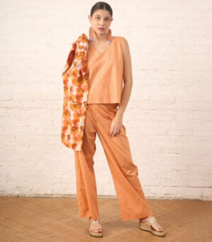 Rust Printed Co‑ord Set with Jacket