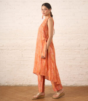 Peach Side Tie-Up Kurta with Pants