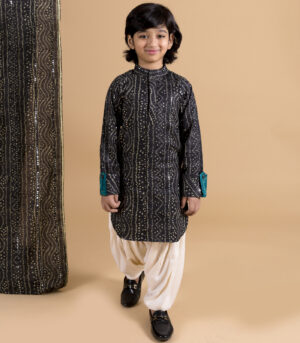 Black Bandhni Pathani With Rayon Salwar