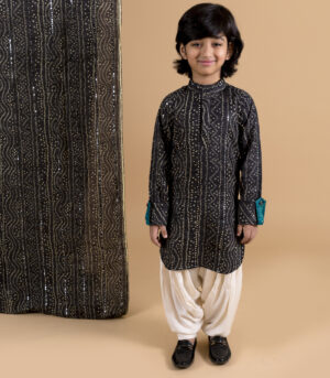 Black Bandhni Pathani With Rayon Salwar