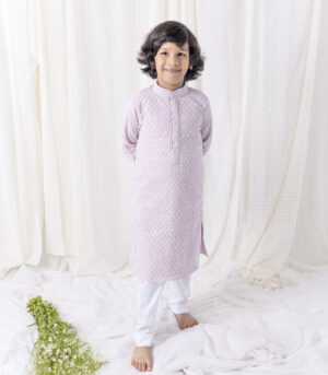 Lilac Sequin And Thread Work Kurta Set