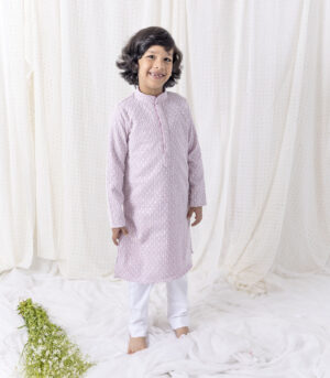 Lilac Sequin And Thread Work Kurta Set
