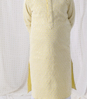 Lemon Sequin And Thread Work Kurta Set