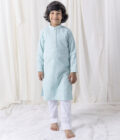 Ice Blue Sequin And Thread Work Kurta Set