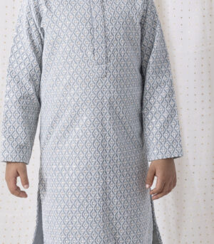 Grey Sequin And Thread Work Kurta Set