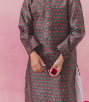 Green chanderi kurta with salwar