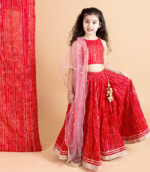 Red Bandhani Lehnga