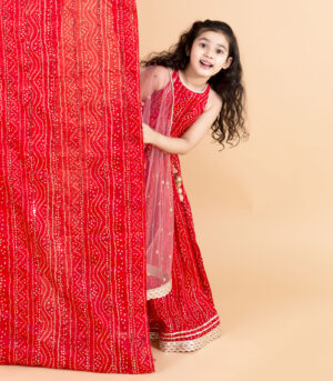 Red Bandhani Lehnga