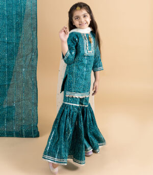 Blue Bandhni Shirt And Sharara