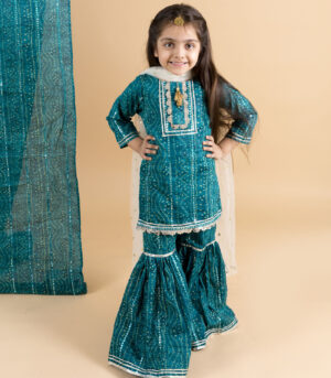 Blue Bandhni Shirt And Sharara