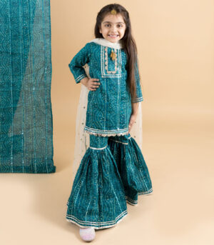 Blue Bandhni Shirt And Sharara