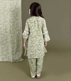 Green Muslin Kurta Dhoti Set