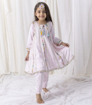 Pink Muslin Top With Pants