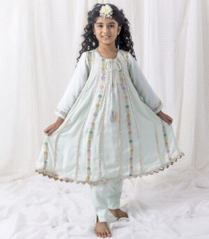 Blue Muslin Top With Pants