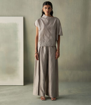 Steel grey silk Co-ords