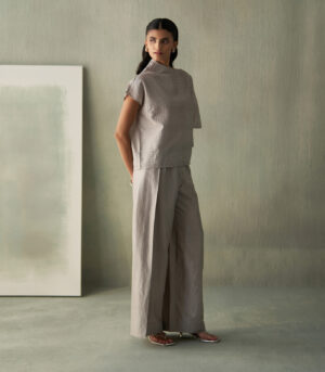 Steel grey silk Co-ords