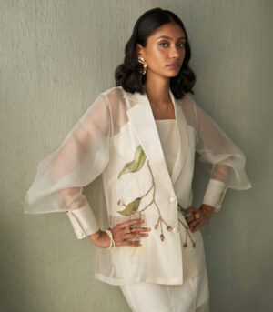 Ivory opacity skirt and sheer jacket