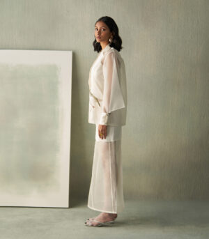 Ivory opacity skirt and sheer jacket