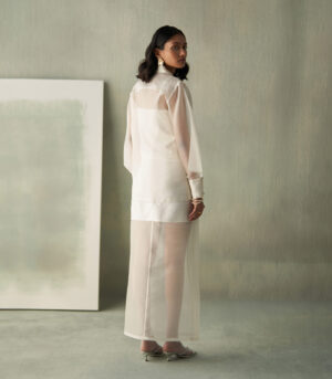 Ivory opacity skirt and sheer jacket