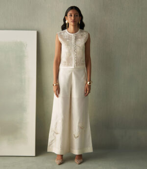 Foliage cropped jacket and trousers set