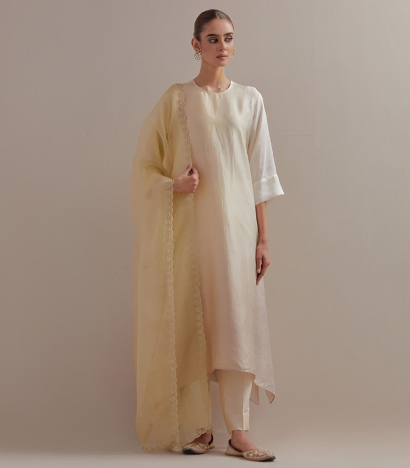 Ivory Ombre silk kurta silk pants