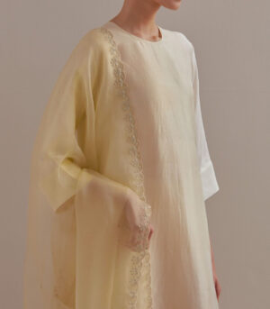 Ivory Ombre silk kurta silk pants