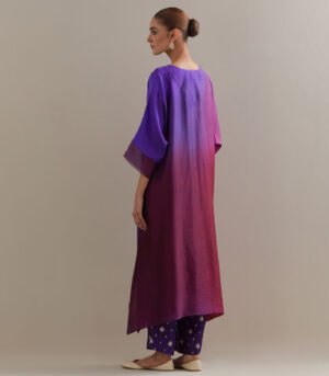 Deep purple Ombre Kaftan with Brocade Pants