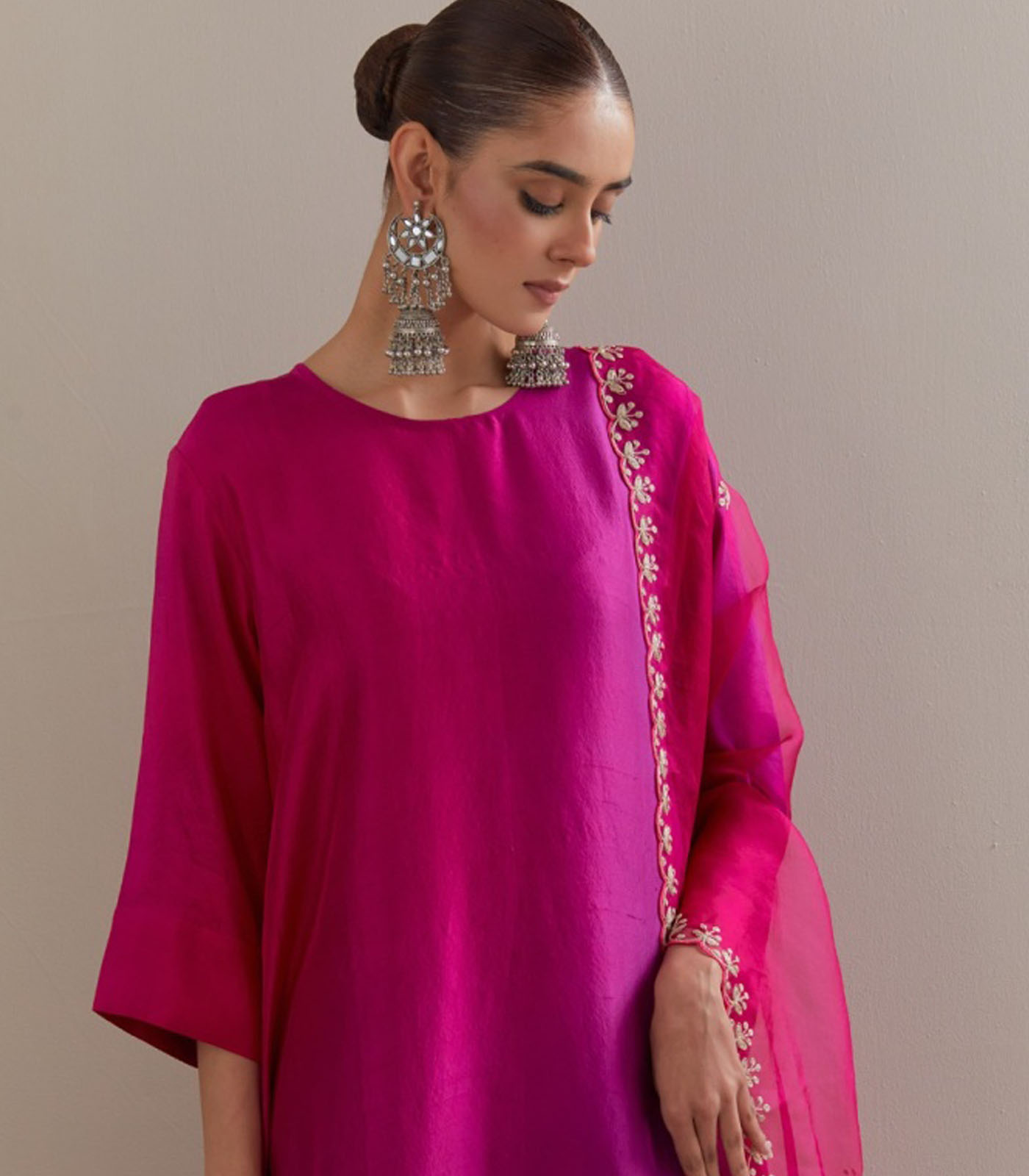 Brinjal Burgandy Ombre silk kurta set - Image 2
