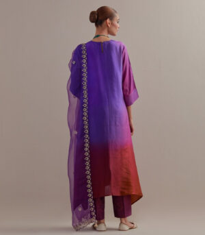 Deep purple Ombre silk kurta and cotton silk pants