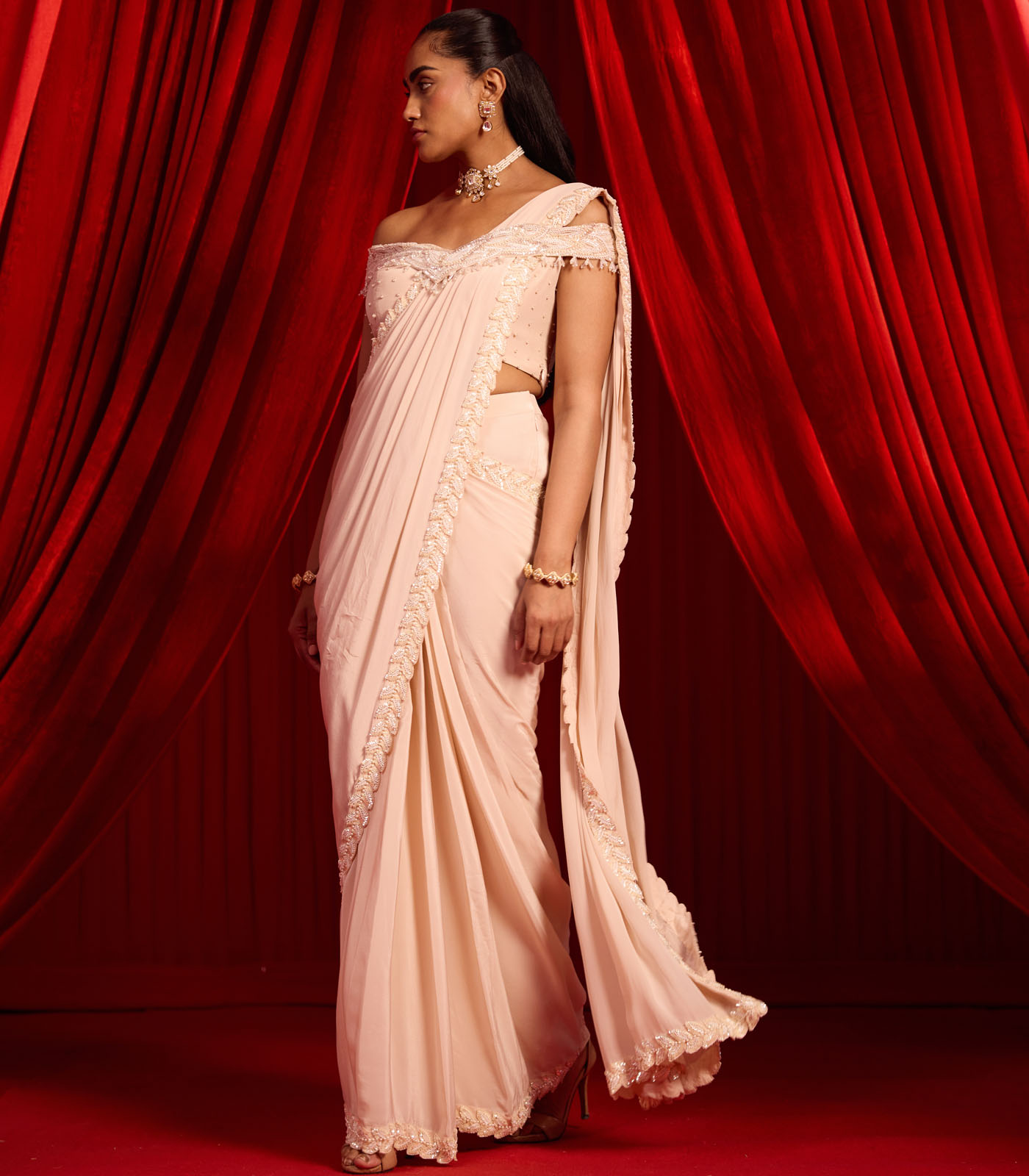 SANYOGA GULABI SAREE - Image 2