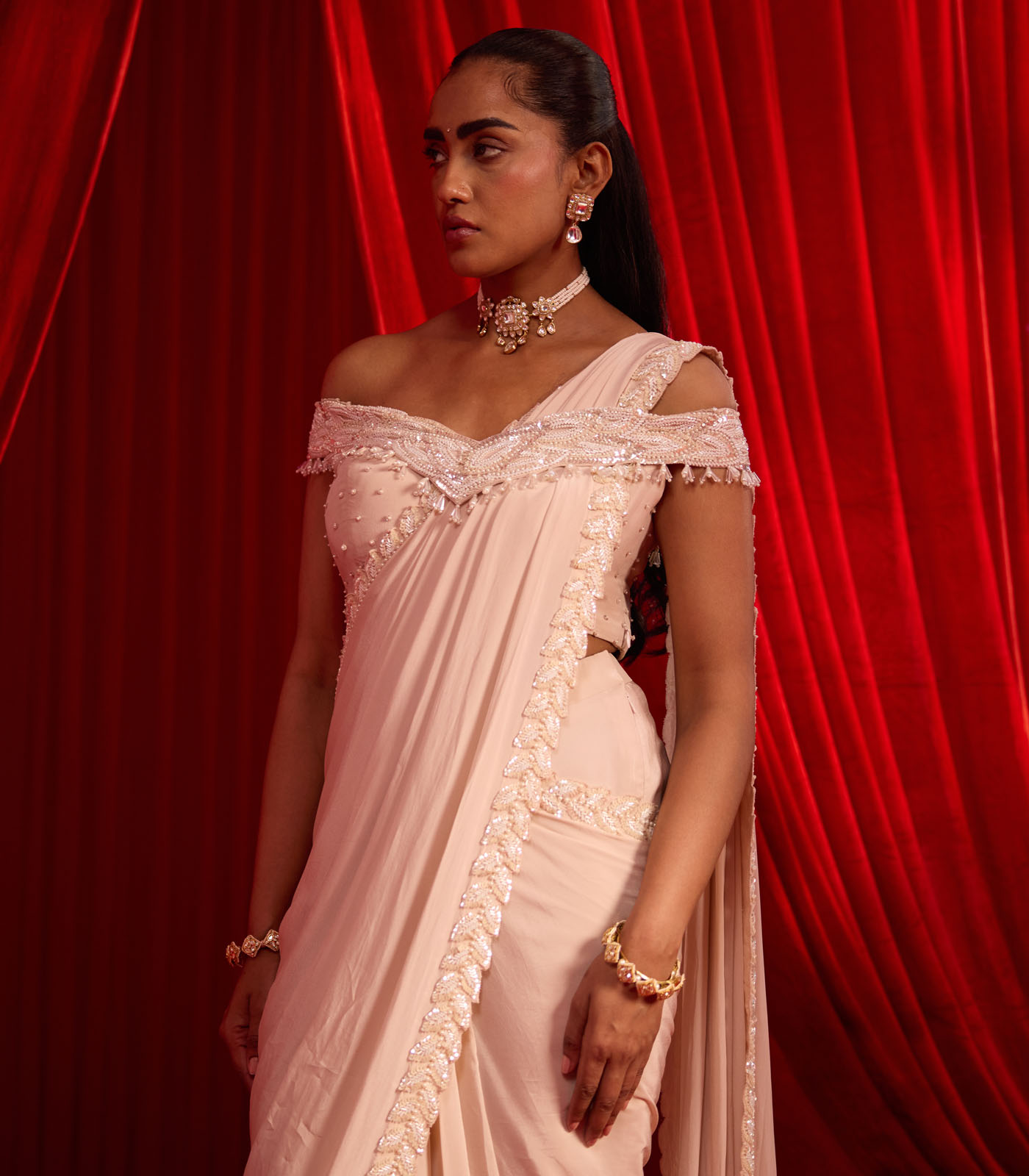 SANYOGA GULABI SAREE - Image 3