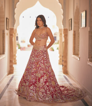 Cut Ruby Trail Lehenga Set