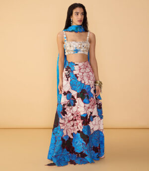 Malaika Bustier, Sachi Lehenga Skirt & Scallop Dupatta