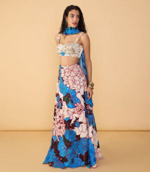 Malaika Bustier, Sachi Lehenga Skirt & Scallop Dupatta