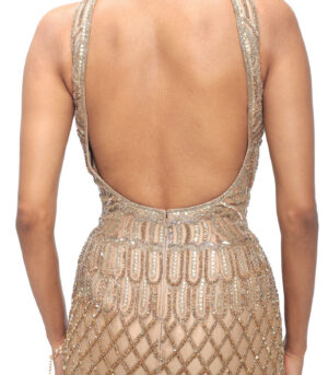 Champagne Gold Georgette Cutdana Gown