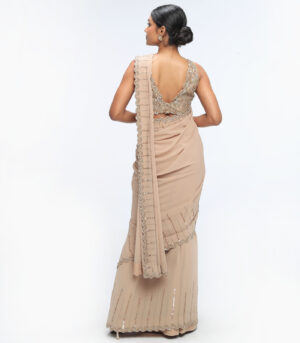 Gold Mirage Pure Silk Organza Embellished Saree Set