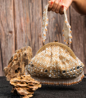 Aynali Clutch Ecru Gold