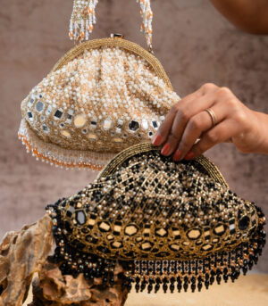 Aynali Clutch Ecru Gold