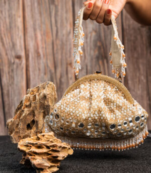 Aynali Clutch Ecru Gold