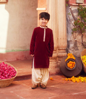 Maroon Kurta with white pant