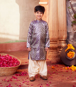 Purple Kurta with white pant
