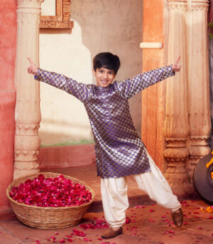 Purple Kurta with white pant