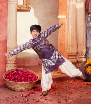 Purple Kurta with white pant