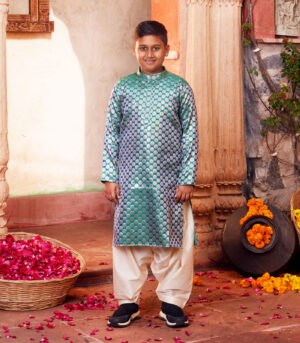 Sky blue Kurta with white pant