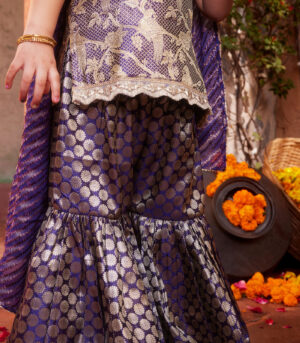 Purple Brocade kurta with matching sharara and dupatta